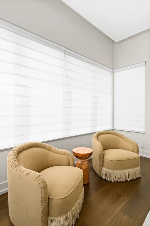 VIP Home — motorized Hunter Douglas Vignette Modern Roman shades with Duolite