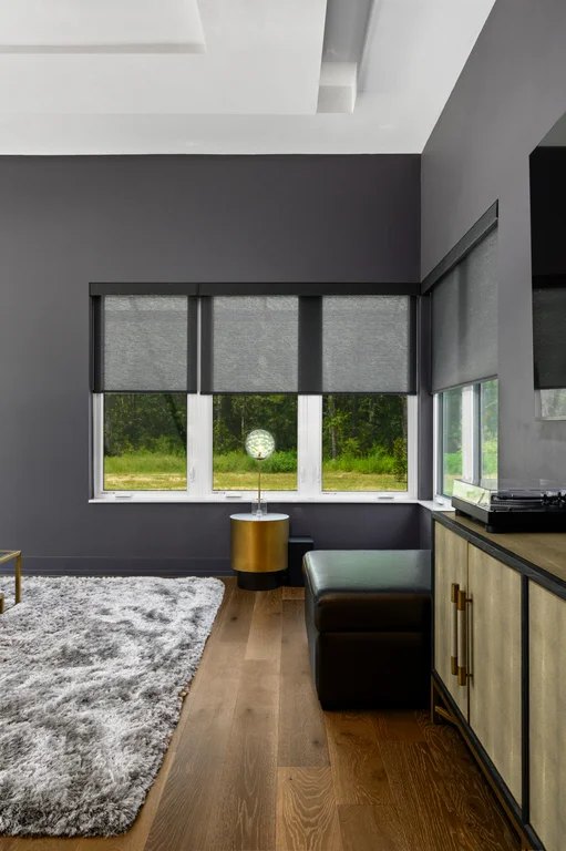 VIP Home — motorized Hunter Douglas Designer roller shades with Duolite