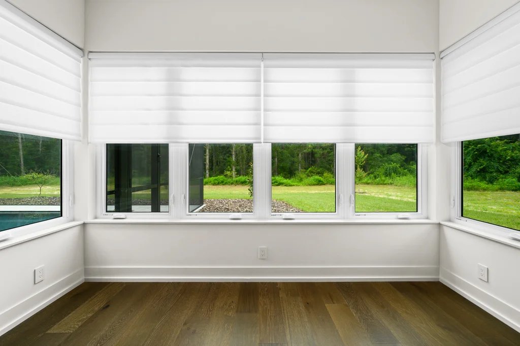 VIP Home — motorized Hunter Douglas Vignette Modern Roman shades with Duolite