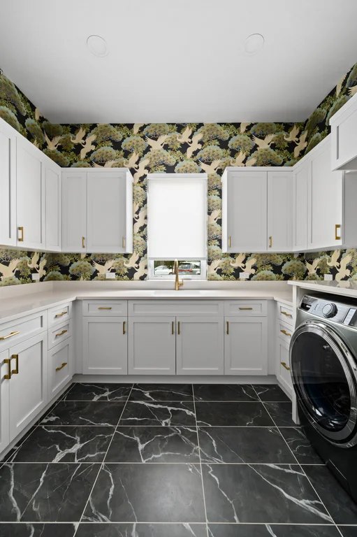 VIP Home — Hunter Douglas Designer roller shades in the laundry