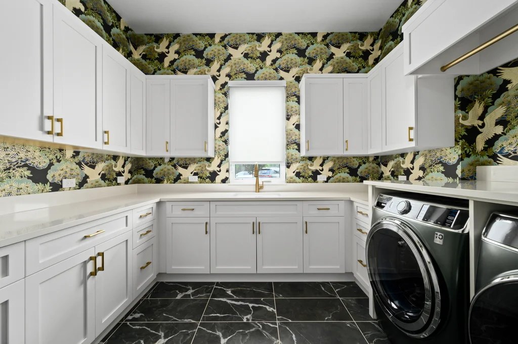 VIP Home — Hunter Douglas Designer roller shades in the laundry